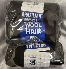 6X Brazillian Wool Hair Yarn For Braids Twist Faux Locks & Knitting Black