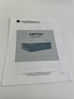 AudioSource AMP300 2 Channel 150 WPC Stereo Power Amplifier  Owners Manual Only