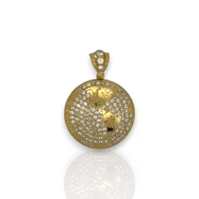 Planet "Globe" Cz Pendant - 14K Yellow Gold