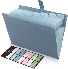 SKYDUE Expanding File Organizer with 8 Pockets, Accordion File Folders with Labe