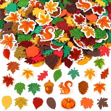 Fovths 500 Pieces Fall Leaf Foam Stickers Thanksgiving Glitter Sticker Large