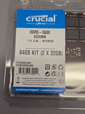 Crucial 2X32GB (64GB Kit) DDR5, 5600MHz Laptop Memory, SODIMM 262 CT32G56C46S5 B