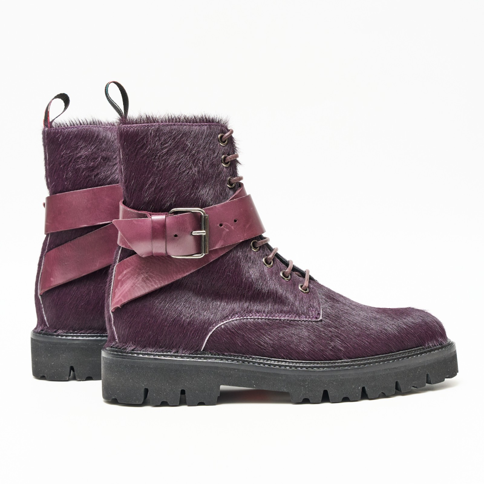 SAOLA Stivali donna Paul Smith taglia UK4 colore viola suola 100% pelle e gomma