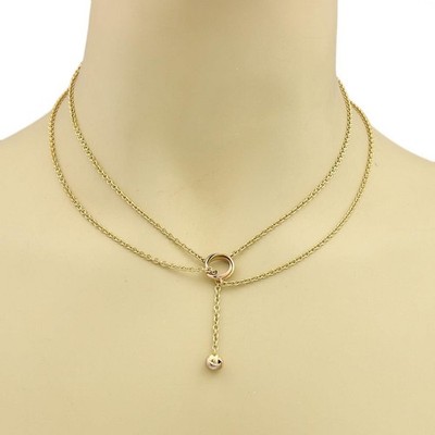 Cartier Trinity Gold Necklace Mini Ring Love Knot Pendant Double Chain Lariat