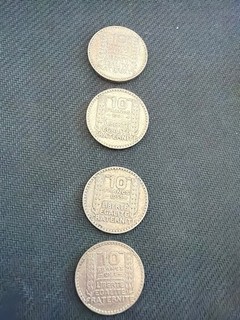 Lot 4 Pièces 10 Francs Turin Argent (1930 1932 1933 1934) TB/TTB