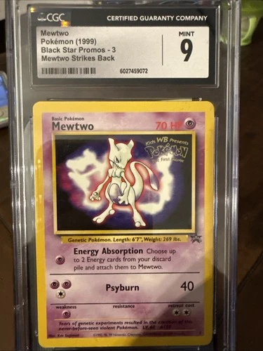 CGC 9 Mewtwo 3 Black Star Promo Mewtwo Strikes Back 1999 Pokemon Card