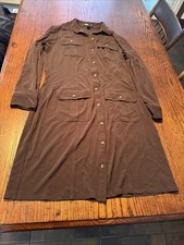 Ralph Lauren Brown Dress Belted Long Sleeves Button Down Pockets Medium VINTAGE