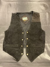Vintage Suede Leather Black Paragraff Vest Size Large
