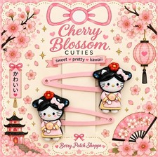 Sanrio Hello Kitty Japanese Kimono Cherry Blossom Snap Hair Clip Barrettes New