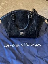 Dooney & Bourke Embossed Leather Disney Sketch Satchel Mickey Mouse Black