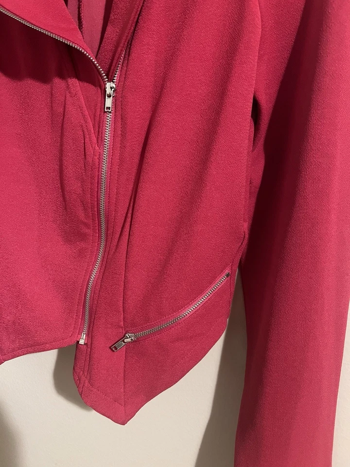 Material Girl Pink Moto Blazer Jacket Women’s Medium Zip Front NWT - Image 4 of 4