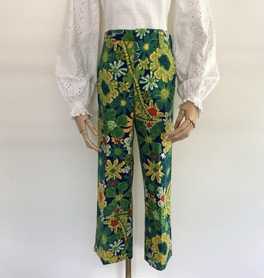 Vintage 60s Anthony Gesture Colorful Floral High-Rise Tailored Capris: Size 8