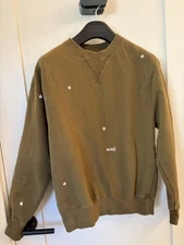 Aimé Leon Dore ALD Floral Embroidered Olive Green Crewneck Sweatshirt sz XS
