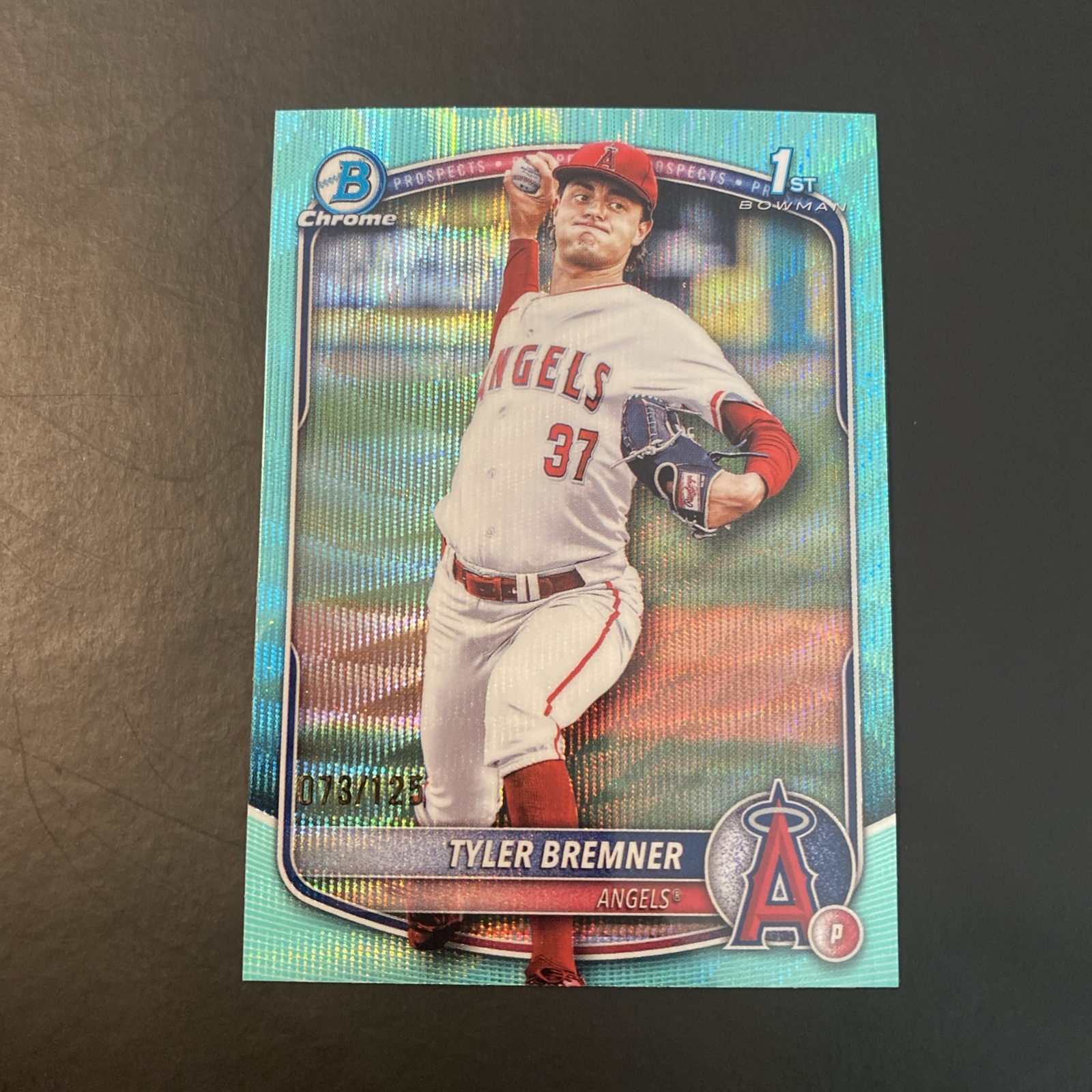 2025 Bowman Draft Chrome Tyler Bremner Aqua Wave Refractor /125 #BDC-37 Angels