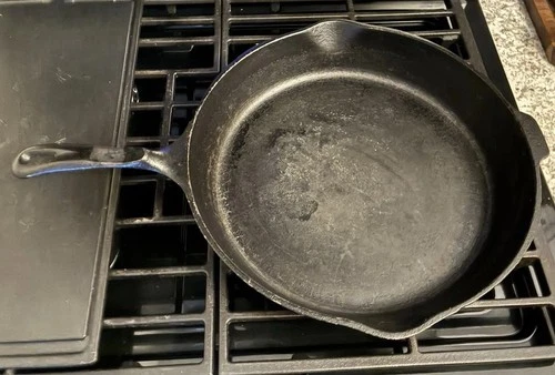 Wagner's 1891 Original Skillet 13-3/8 Inch Cast Iron w/ helper handle 2 Spouts