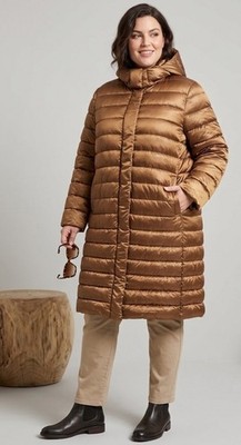 VOYAGE BY MARINA RINALDI BRONZE GOOSE DOWN PUFFER COAT W/HOOD US-20 NWT $1,655