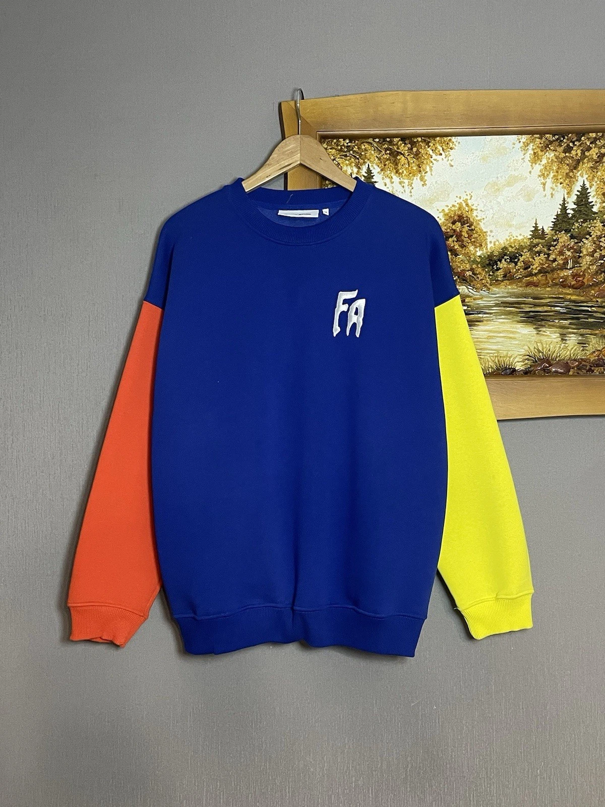 Pull boxy Fkng Awesome FA oversize style Stussy bleu taille M