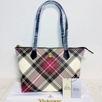 Vivienne Westwood Tote Bag Derby Tartan check Wine/multi F/S JP