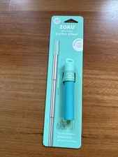 Reusable Collapsible Stainless Straw w/ Travel Case + Cleaning Brush for Drinks