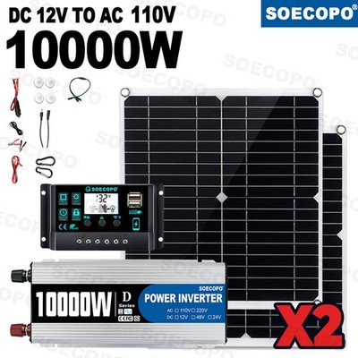 10000W High-Power Solar System Kit | 12V Input to 110V/220V Output | 2pcs  Solar