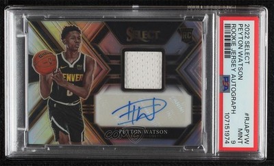 2022-23 Panini Select Rookie Jersey 62/199 Peyton Watson PSA 9 MINT Auto RC 02u0