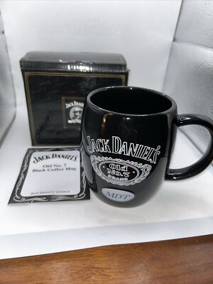 Jack Daniels Old No7 Barrel Shaped Coffee Mug Black 18oz.- New With Box