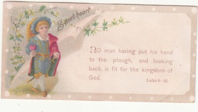 No Man Having Put His Hand Sweetheart Religious Scripture Vict Card c1880s