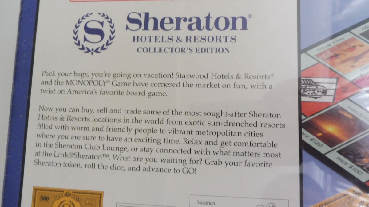RARE SEALED MONOPOLY SHERATON HOTELS RESORTS COLLECTOR'S