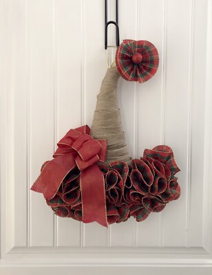 Deco Mesh Christmas Elf Hat Wreath, Christmas Decor, Whimsical