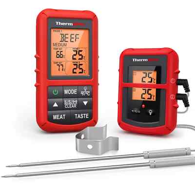 ThermoPro TP20C Red Wireless Remote Digital Cooking Food Meat Thermometer with D