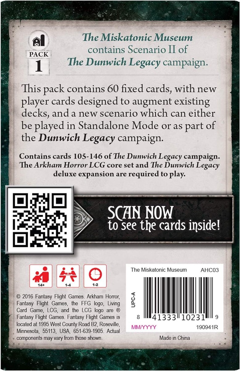 arkham horror card game miskatonic museum LCG: The Mythos Pack Expansion This trick Arkham Horror LCG: The Miskatonic