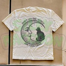 Celestial Moon Graphic Tee Witchy Black Cat Astrology Shirt Inspirational Quote
