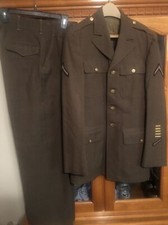 Vintage 1948 US Army Green Wool Serge Dress Uniform Jacket 37 L Pants 35x31