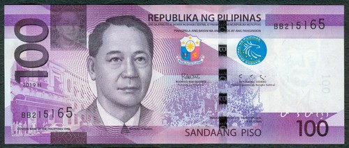 2019-H NGC 100 Pesos Doppio Prefisso "BB" Numero di Serie Banconota Duterte Filippine - Foto 2 di 3