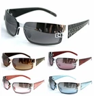 Womens Wrap Rimless Designer Fashion Sunglasses Oval Retro Shades (#5024)