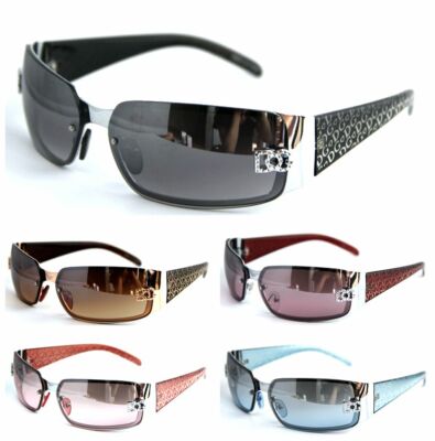 Womens Wrap Rimless Designer Fashion Sunglasses Oval Retro Shades (#5024)