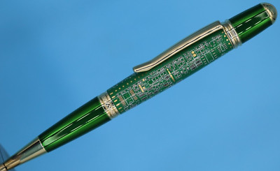 Sierra Ballpoint Pen in Gold Trim Green Enamel with Green Printed Circuit Board