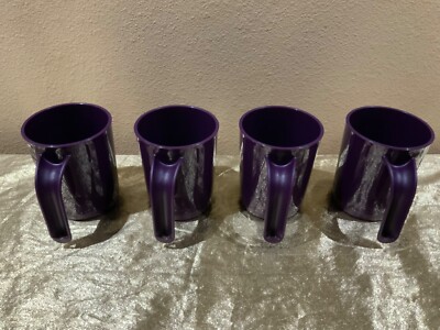 New UNIQUE Set/4 Tupperware Stackable Mugs for your coffee/tea 350ml each PLUM