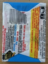 Tarjeta de béisbol Fleer 1991 paquete de cera Dan Plesac Brewers lanzador mostrando parte inferior trasera
