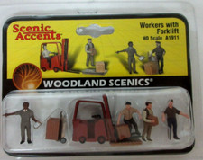 Woodland Scenics A1911 HO Scale Workers with Forklift 9 Pieces NIB