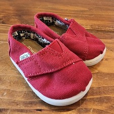 Toms Infant Classics Red Canvas Shoes Toddler Size T 3 Unisex Toddler EUC