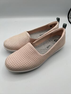 CLARKS Pink Perforated Ayla Blair Slip-On, Women's Size M
