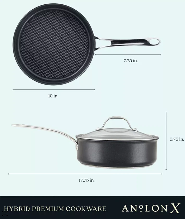 ANOLON - X Sartén híbrida antiadherente con tapa - 3,5 cuartos - NUEVA Foto 3 de 4