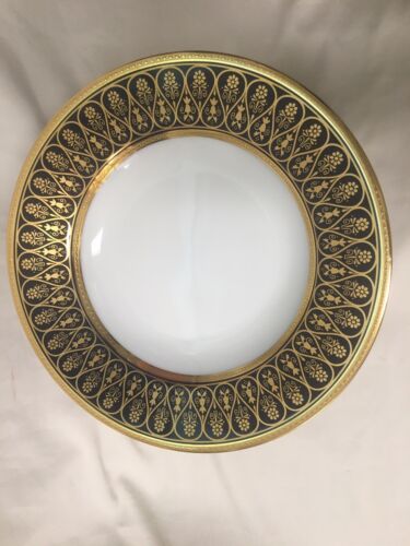 (12)Chas Haviland Limoges Incrustation Polie a l'agate Cobalt 9.25" SOUP BOWLS - Picture 6 of 11