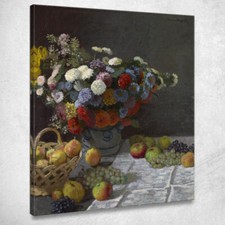 Natura Morta Con Fiori E Frutta 1870 Claude Monet, mnt156 quadro stampato su tel