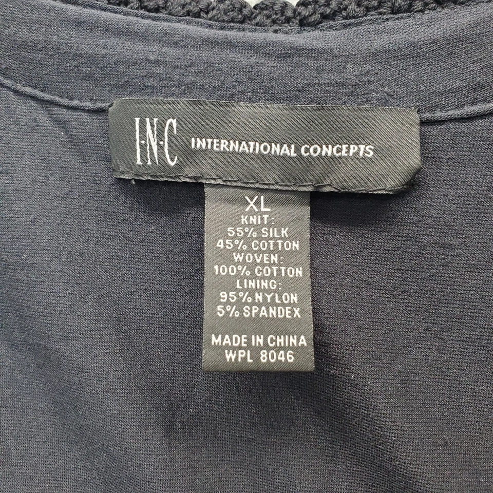 Camiseta sin mangas INC International Concepts para mujer XL multi forrada seda encaje ribete cuello en V Foto 3 de 4
