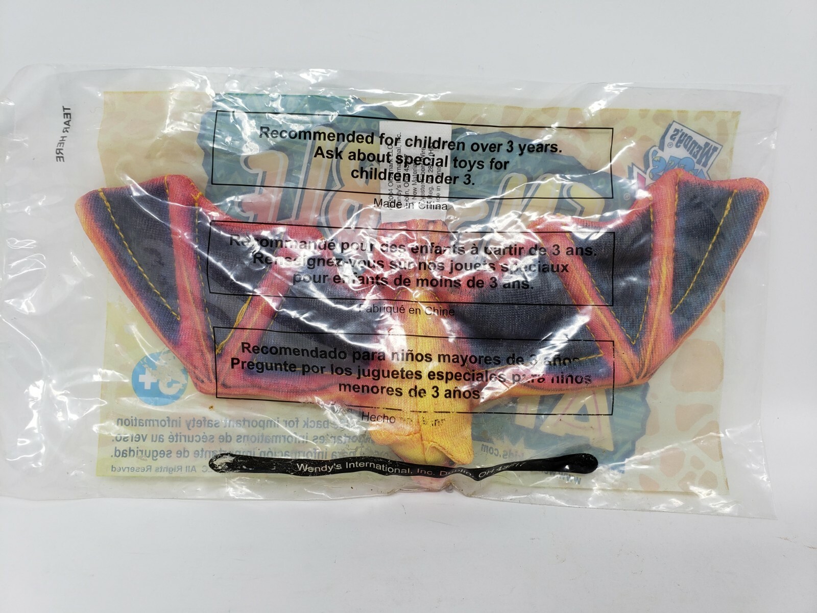 Wendy's Vintage 2004 Bendable Animal 7" Bat Kid's Meal Toy - New