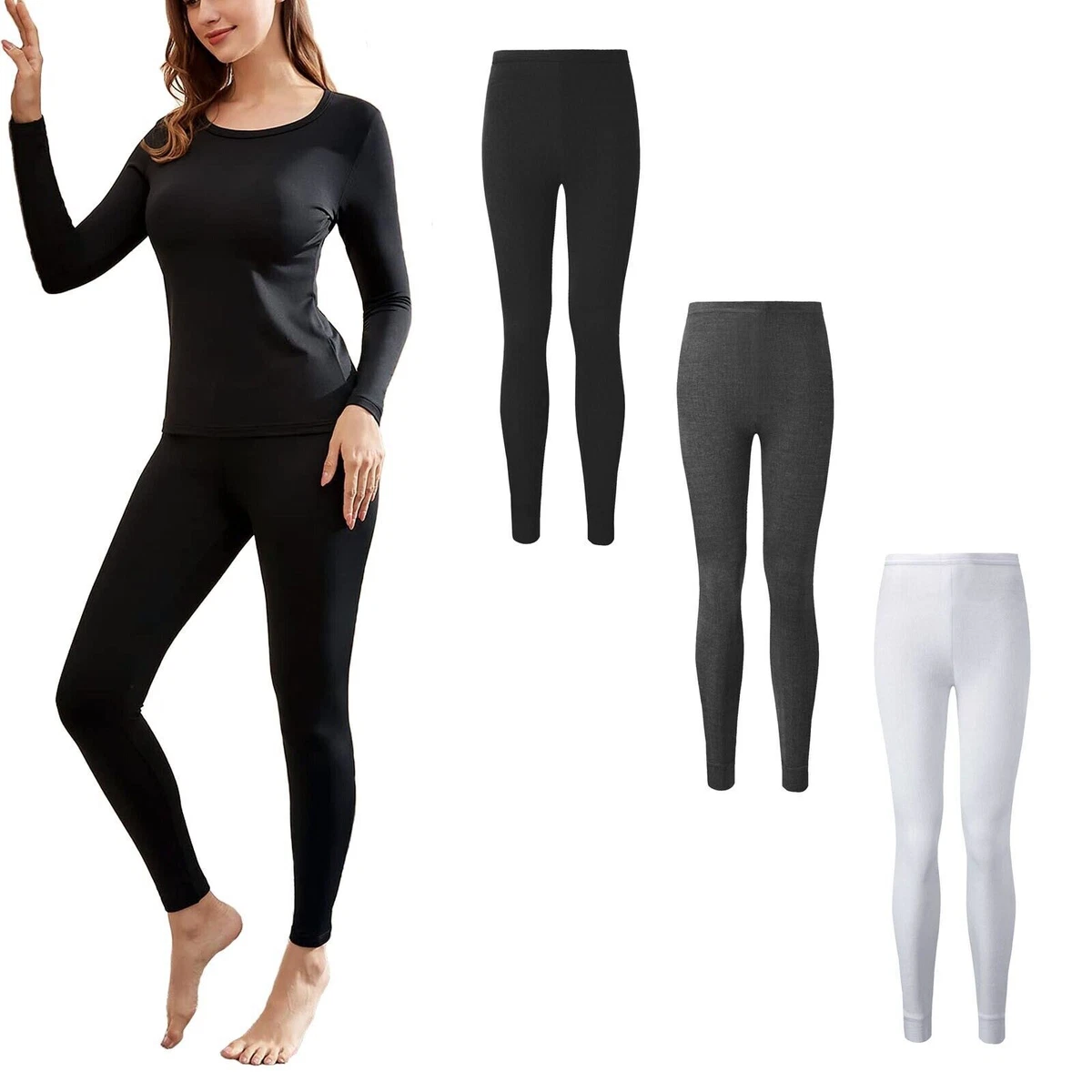 WOMENS LADIES THERMAL LONG JOHNS UNDERWEAR WINTER SKI LEGGINGS BOTTOM  TROUSERS,.