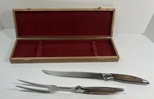 VTG Stainless Steel with Wood Handle Fork & Knife Carving Set Japan Original Box