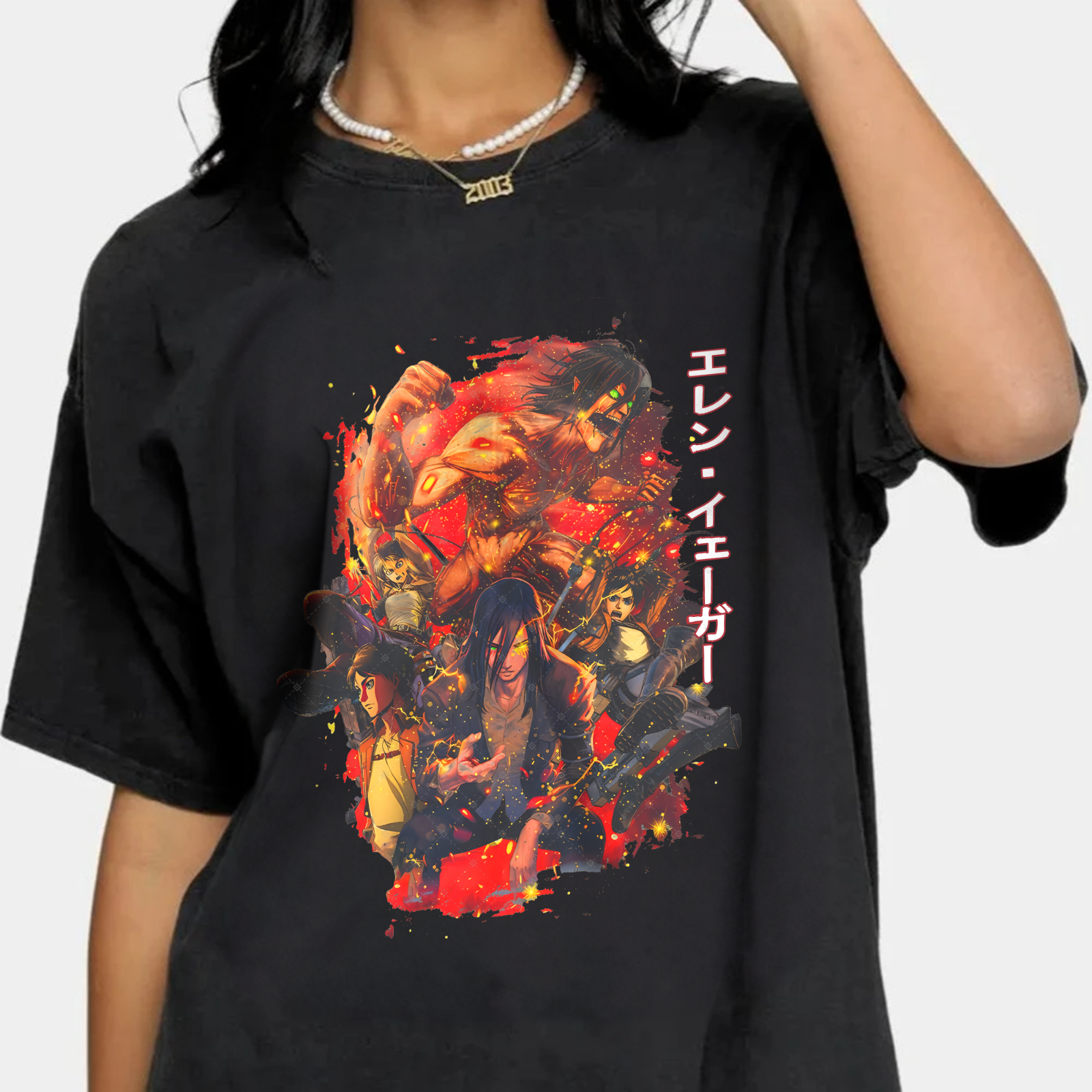 Eren Yeager T-shirt Unisex Attack on Titan Anime AOT T-Shirt Anime Graphic Tees-image